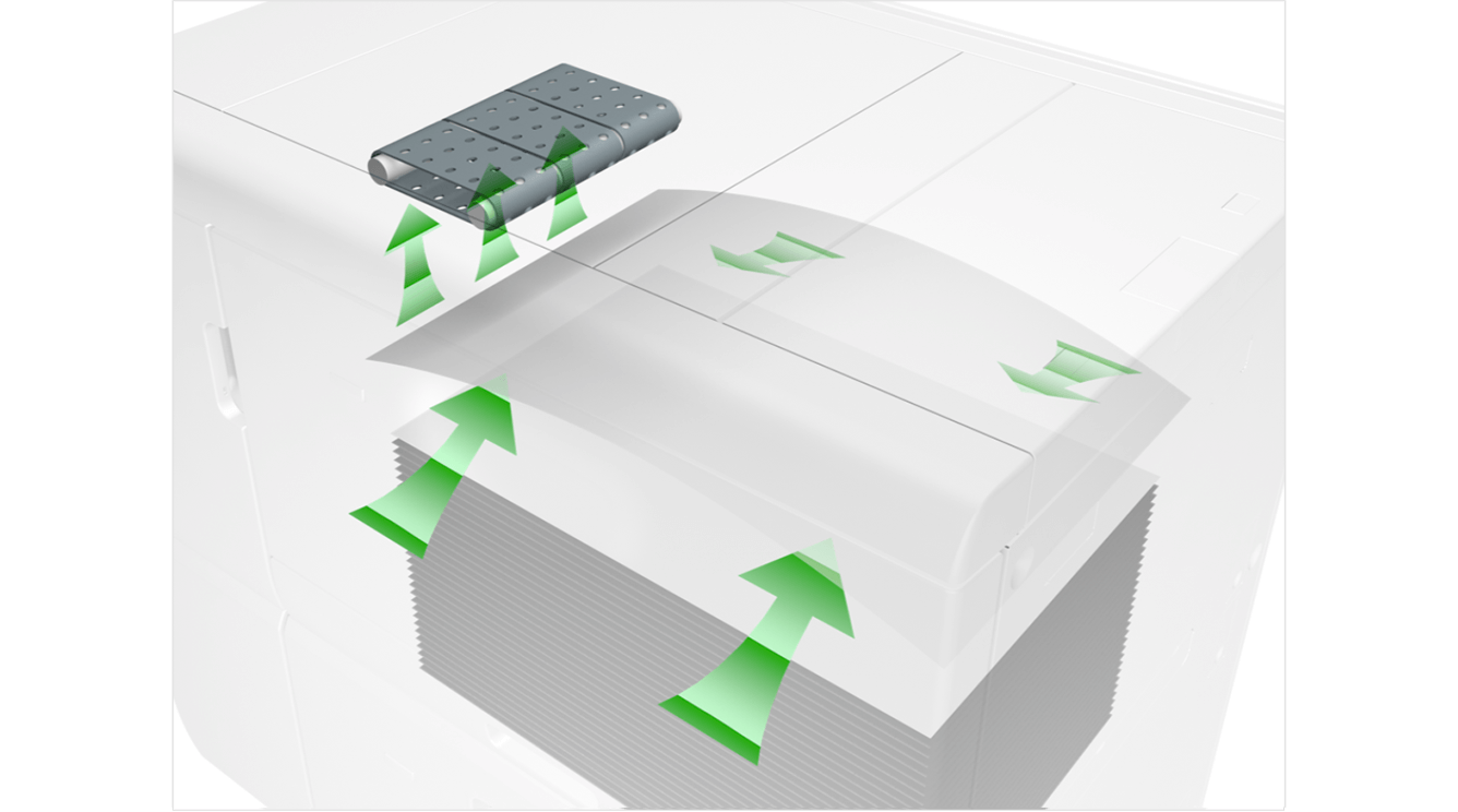 画像：優れた用紙搬送を実現するエアピック式給紙方式を採用
